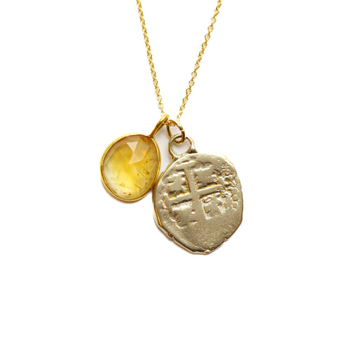Citrine Healing Coin Necklace