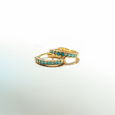 Turquoise Pave Hoops