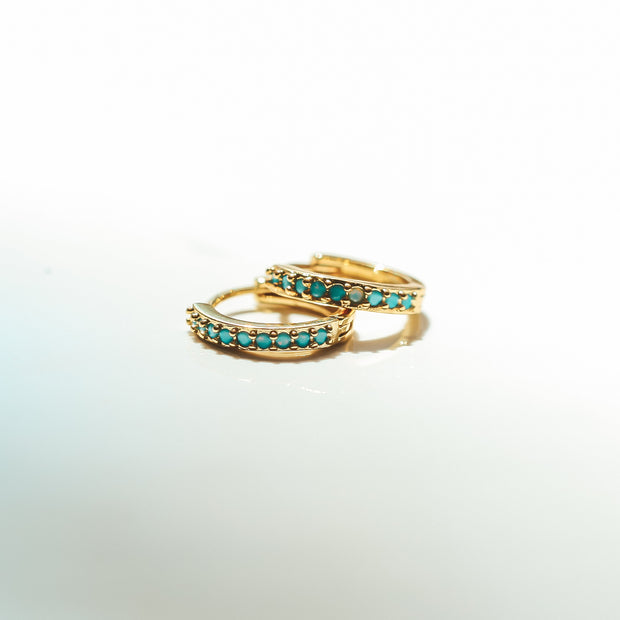 Turquoise Pave Hoops