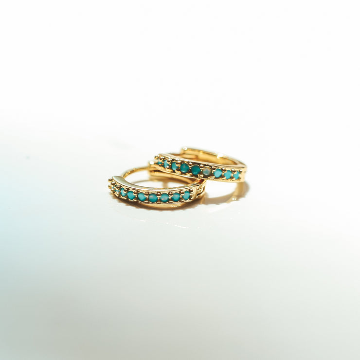 Turquoise Pave Hoops