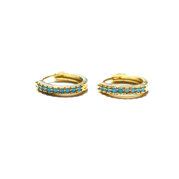 Turquoise Pave Hoops