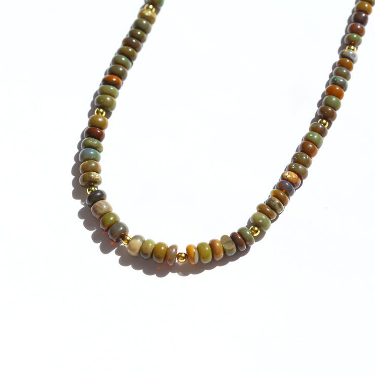 Black Opal Gemstone Necklace- Moon Cycle