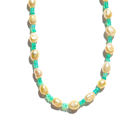 Pearl and Green Opal Necklace