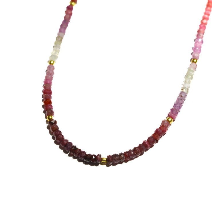 Ombre Ruby Gemstone Necklace- Moon Cycle