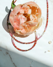 Ombre Ruby Gemstone Necklace- Moon Cycle