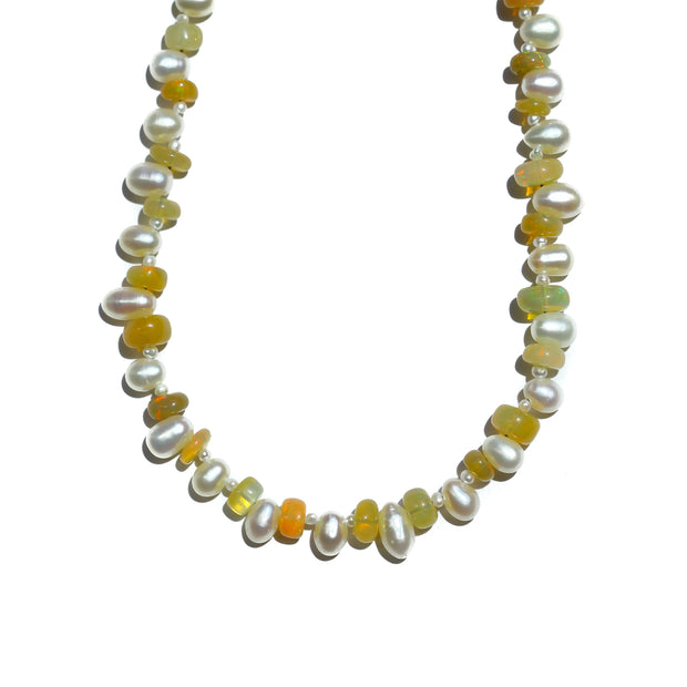 Opal and Drop Pearl Nicole Necklace