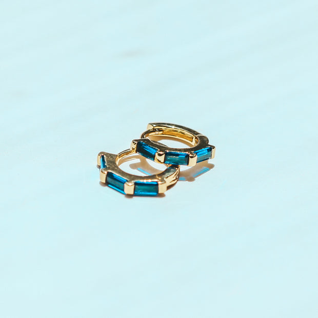 Sapphire Baguette Hoops