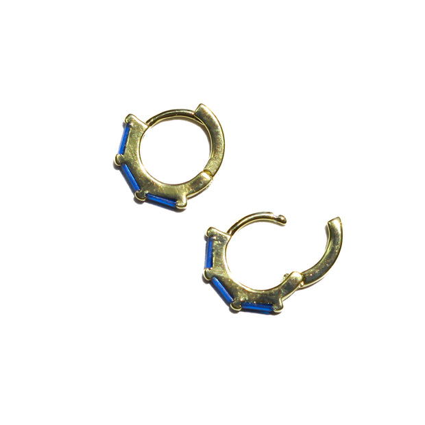 Sapphire Baguette Hoops