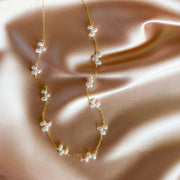 Gold Bead Pearl Layering Necklace