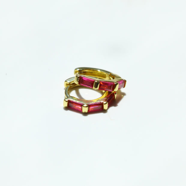 Stacked Ruby Gold Hoops