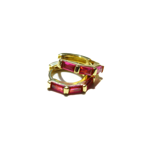 Stacked Ruby Gold Hoops