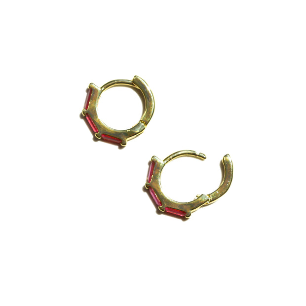 Stacked Ruby Gold Hoops