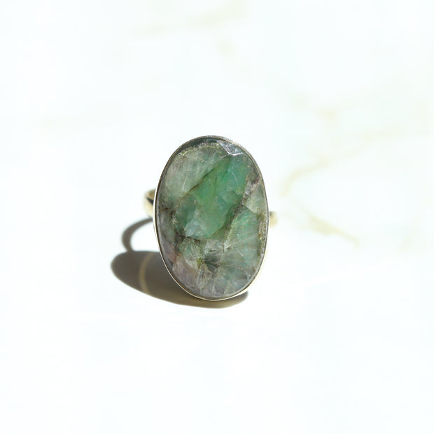 Raw Aquamarine Adjustable Gemstone Ring