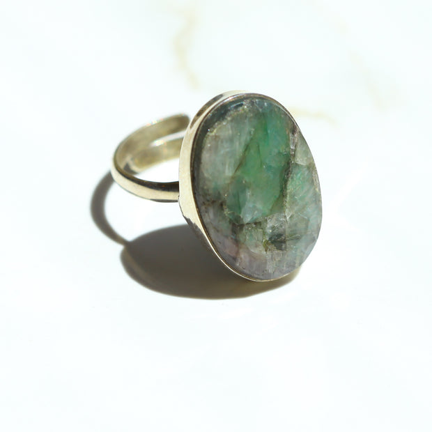 Raw Aquamarine Adjustable Gemstone Ring