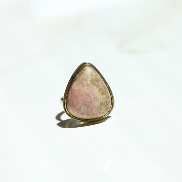 Pink Rhodocrosite Teardrop Ring