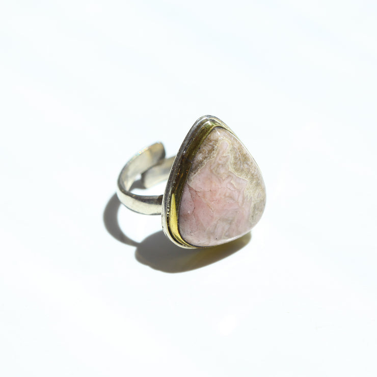 Pink Rhodocrosite Teardrop Ring