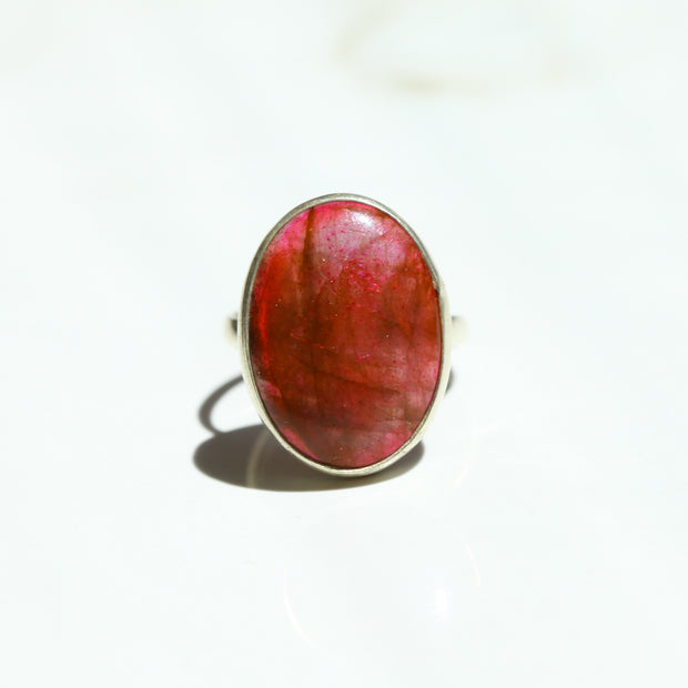 Red Labradorite Adjustable Gemstone Ring