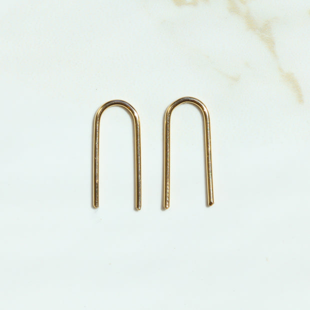 Gold Staple Earrings