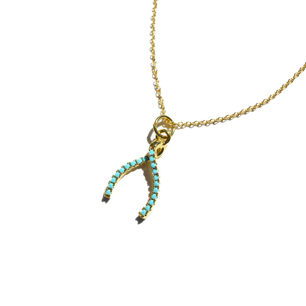 Turquoise Wishbone Necklace