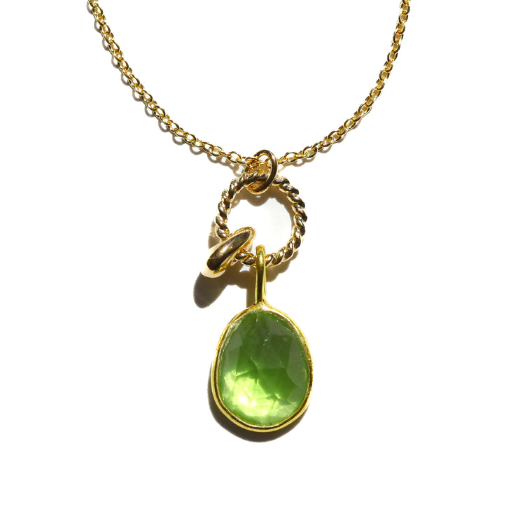 Peridot Quartz Rose Cut Necklace