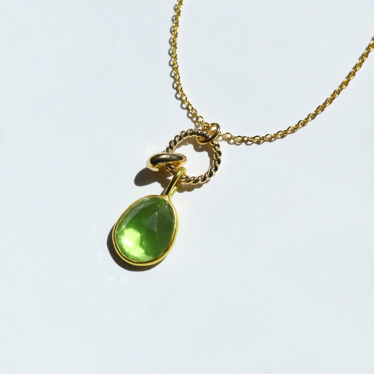 Peridot Quartz Rose Cut Necklace