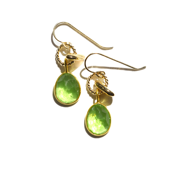 Peridot Quartz Rose Cut Earrings