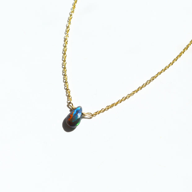 Black Fire Opal Little Gemstone Necklace