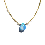 Blue Fire Opal Little Gemstone Necklace