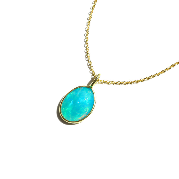 Blue Opal Rose Cut Necklace