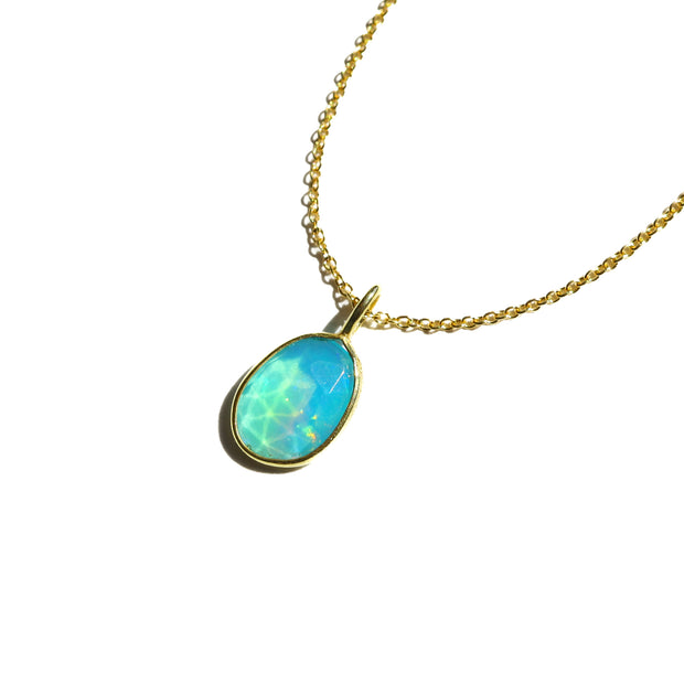 Blue Opal Rose Cut Necklace