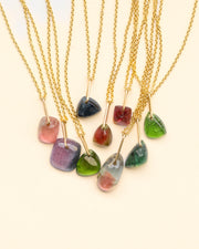 Green Watermelon Tourmaline Block Necklace