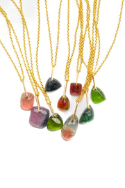 Watermelon Tourmaline Drop Necklace-K