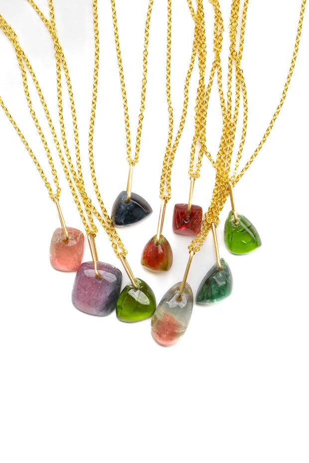 Watermelon Tourmaline Jolly Rancher Drop Necklace-B