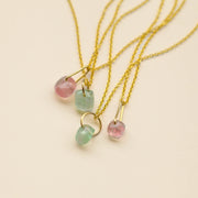 Green Watermelon Tourmaline Block Necklace