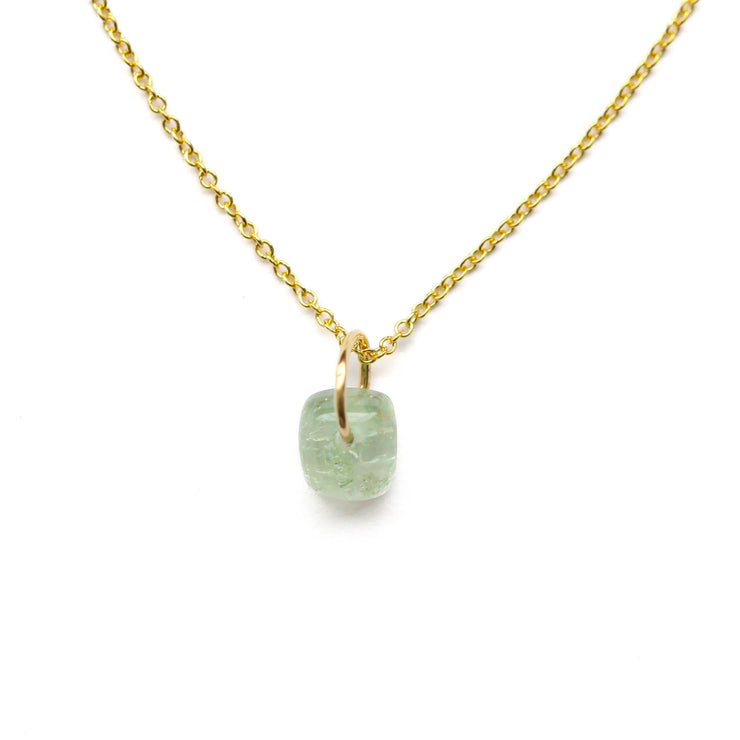 Green Watermelon Tourmaline Block Necklace