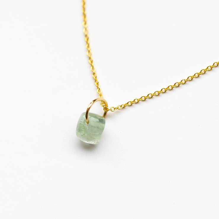 Green Watermelon Tourmaline Block Necklace