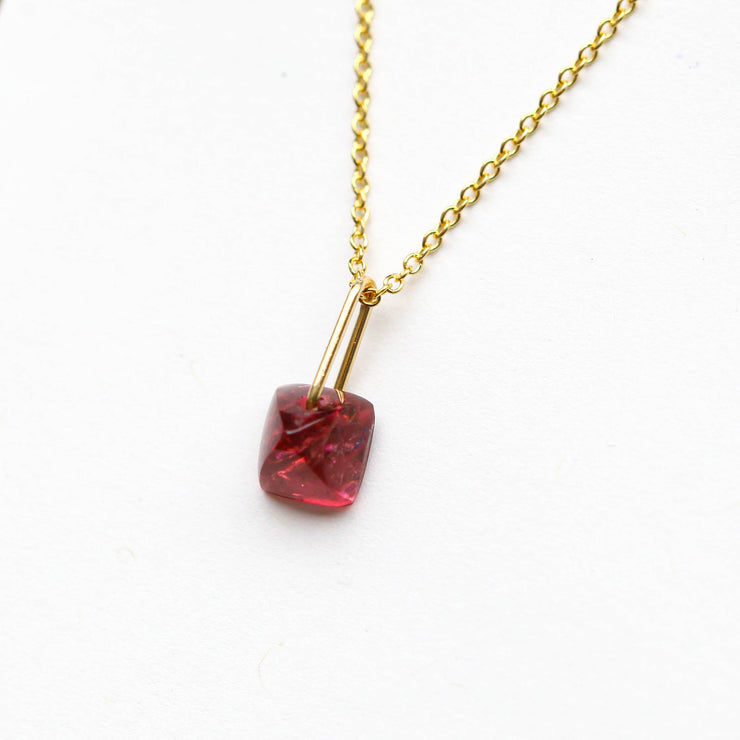 Watermelon Tourmaline Drop Necklace-L