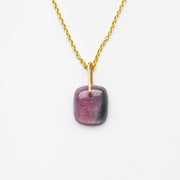 Watermelon Tourmaline Drop Necklace-M