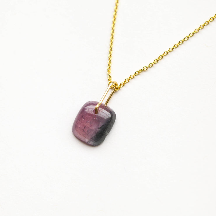 Watermelon Tourmaline Drop Necklace-M