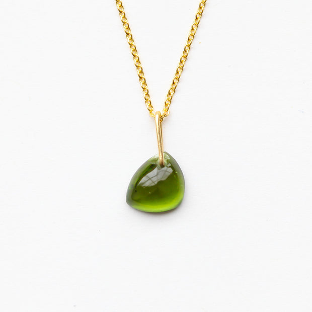 Green Watermelon Tourmaline Jolly Rancher Drop Necklace-F