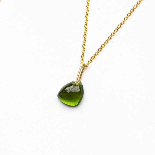 Green Watermelon Tourmaline Jolly Rancher Drop Necklace-F