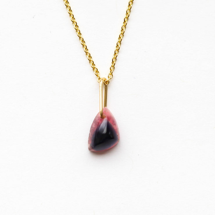 Black Watermelon Tourmaline Drop Necklace-J