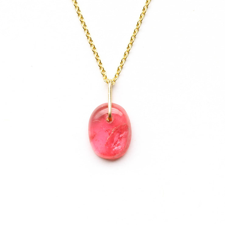 Watermelon Tourmaline Drop Necklace-K