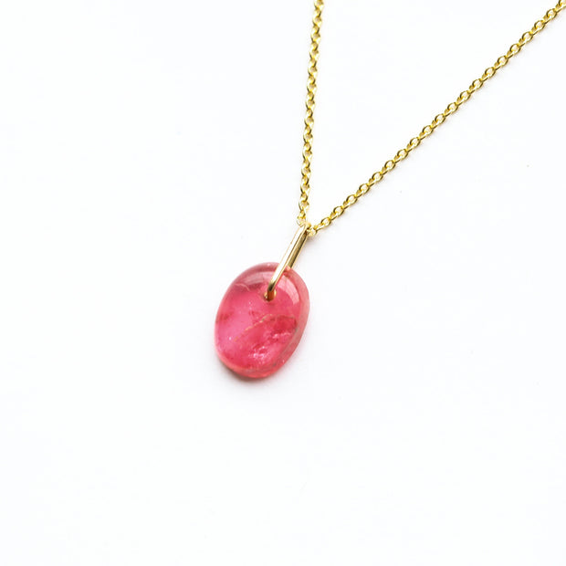 Watermelon Tourmaline Drop Necklace-K