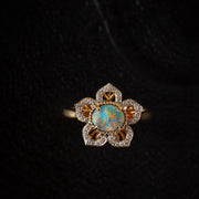 Love From Dynasty - Black Opal Diamond Engagement Ring 18K Yellow Gold