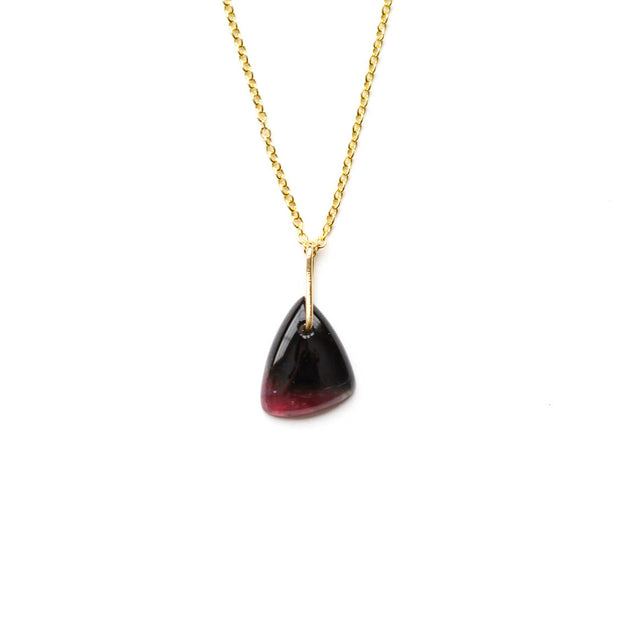 Black Watermelon Tourmaline Drop Necklace-H