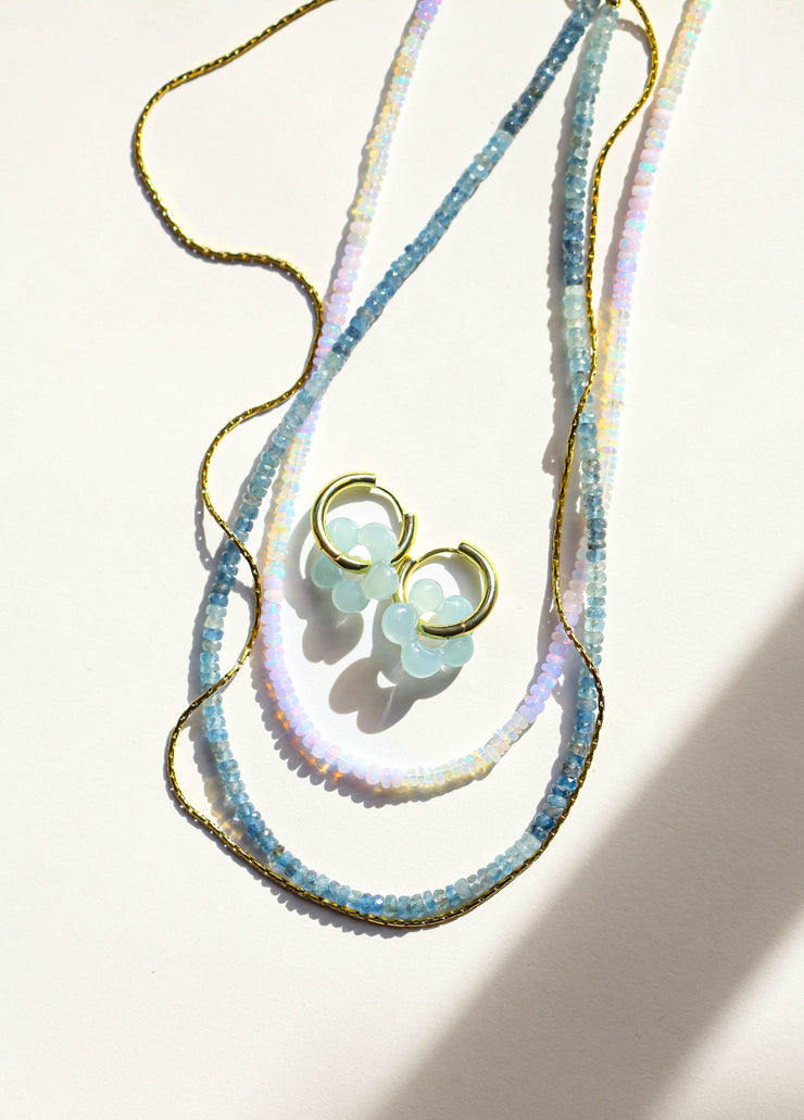 Ombre Aquamarine Beaded Gemstone Necklace