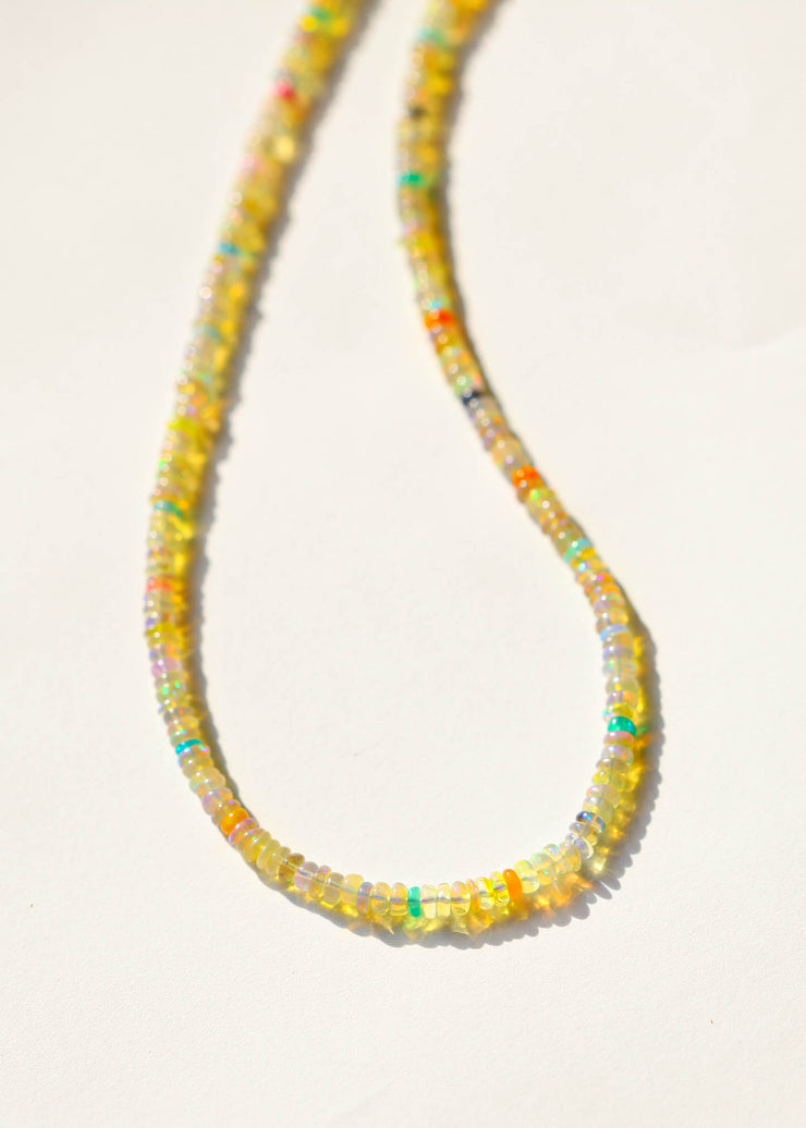 Rainbow Opal Beaded Gemstone Necklace- Warm