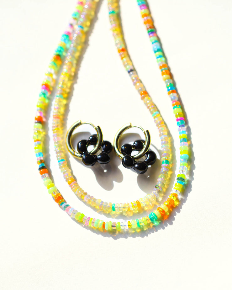 Rainbow Opal Beaded Gemstone Necklace- Warm