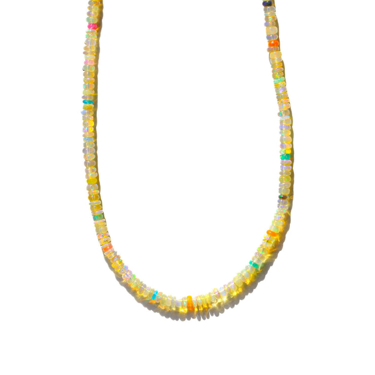 Rainbow Opal Beaded Gemstone Necklace- Warm